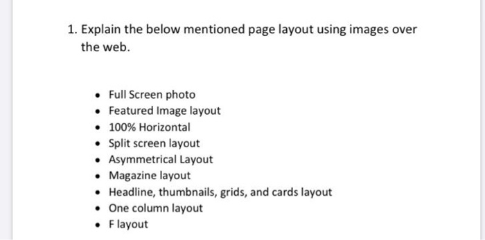 Solved 1. Explain the below mentioned page layout using | Chegg.com