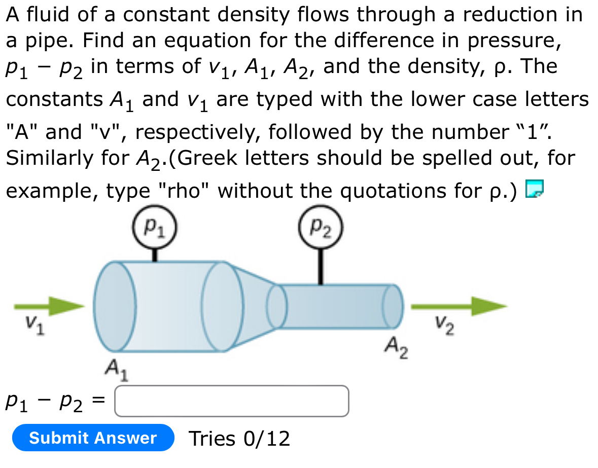 Solved A fluid of a constant density flows through a | Chegg.com