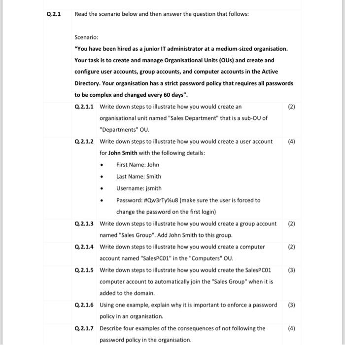 Solved Read The Scenario Below And Then Answer The Question | Chegg.com