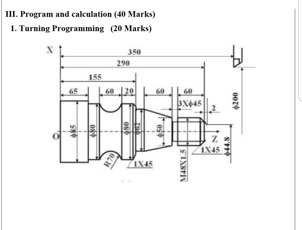 Solved III. Program and calculation (40 Marks) 1. Turning | Chegg.com