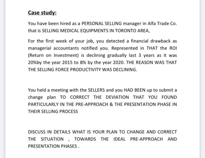 case study on personal selling