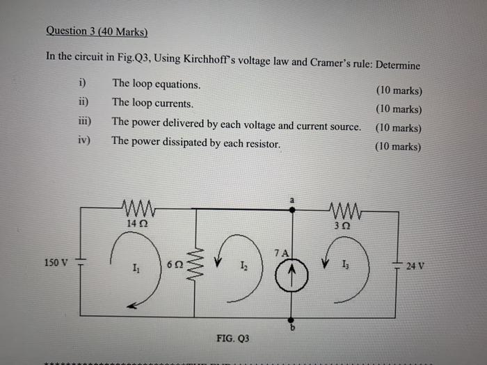 Solved Question 3 (40 Marks) In the circuit in Fig. Q3, | Chegg.com