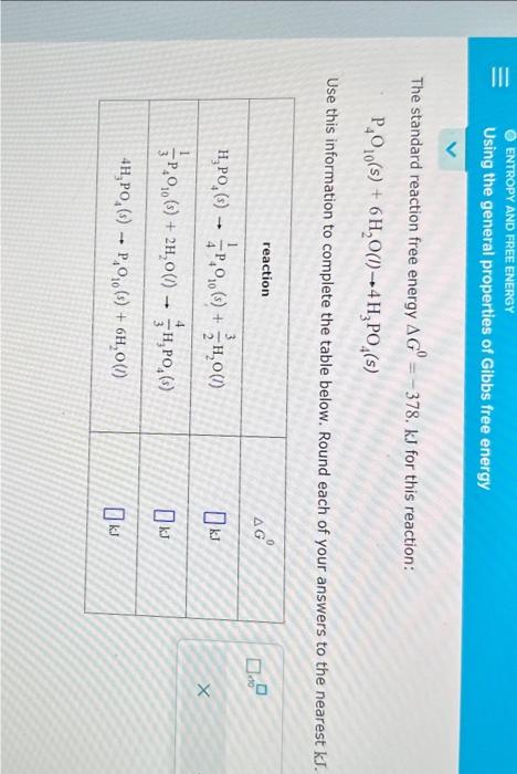 Solved The Standard Reaction Free Energy Δg0 −378 Kj For