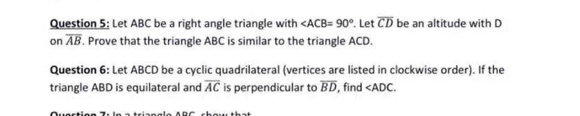 Solved Question 5: Let ABC be a right angle triangle with | Chegg.com