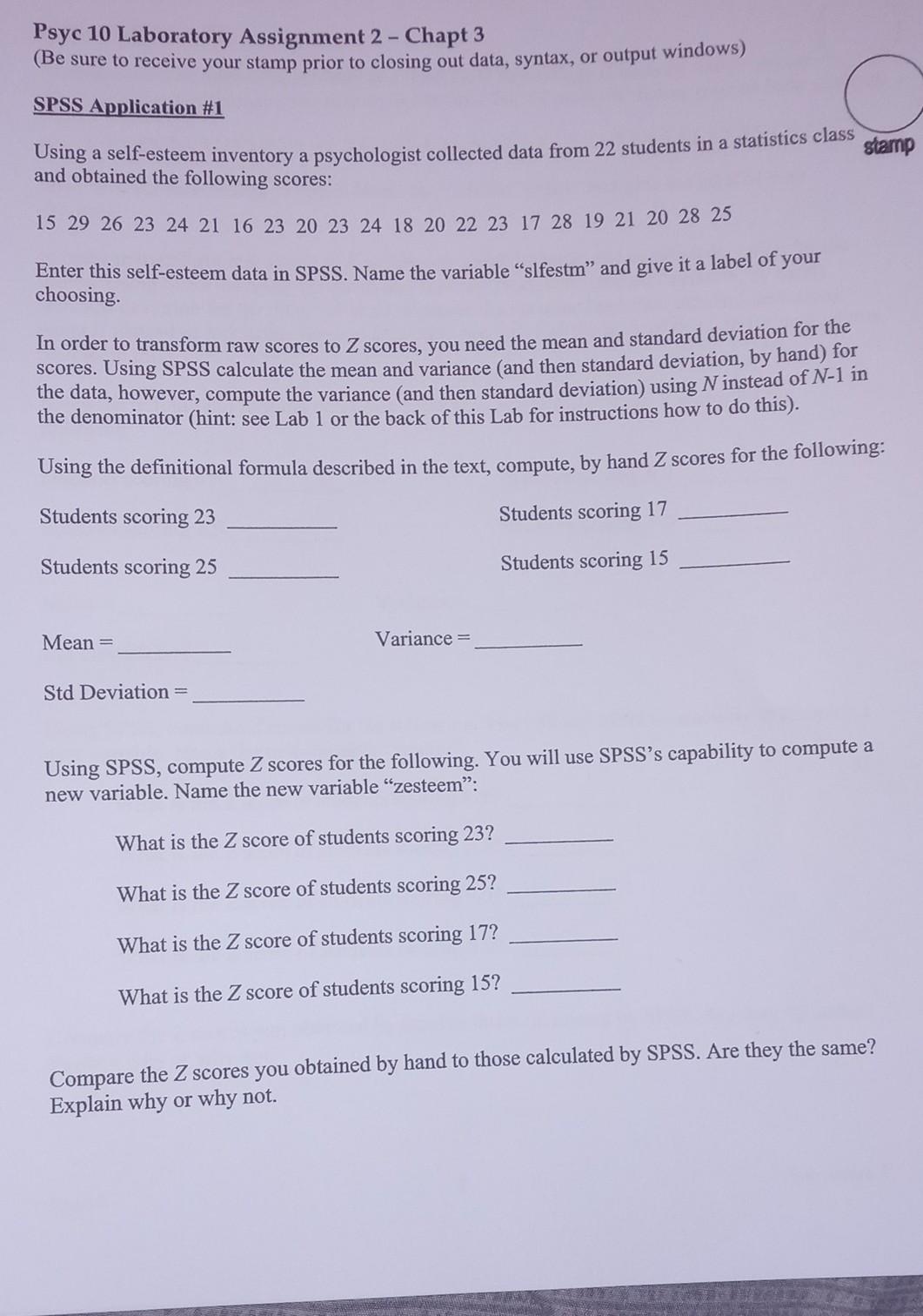 Solved Psyc 10 Laboratory Assignment 2 - Chapt 3 (Be sure to | Chegg.com
