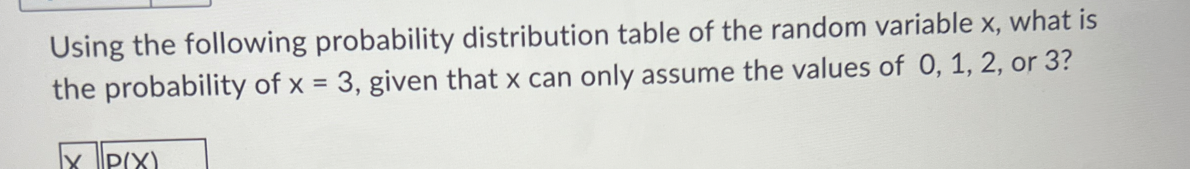 Solved Using the following probability distribution table of | Chegg.com