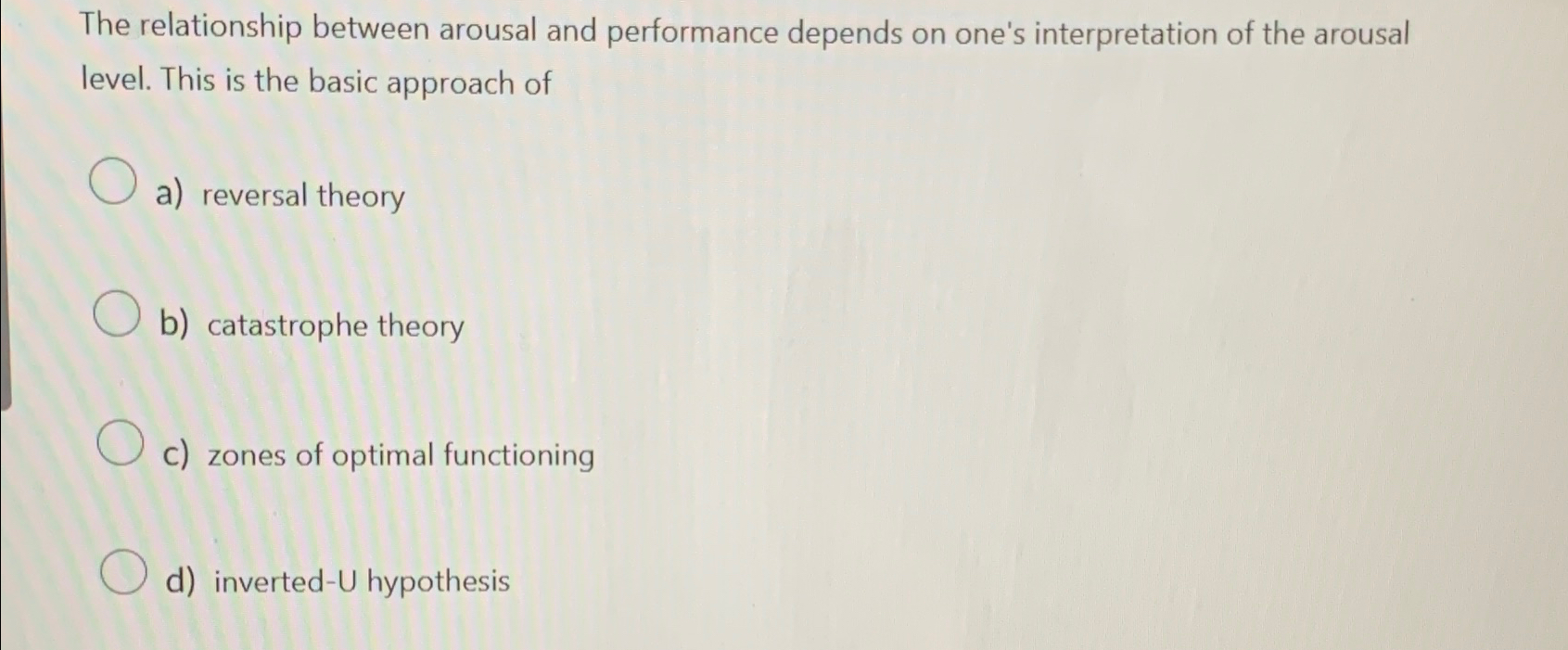 Solved The relationship between arousal and performance | Chegg.com