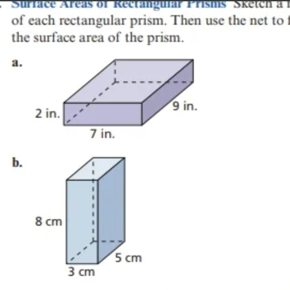 Solved of each rectangular prism. Then use the net to the | Chegg.com