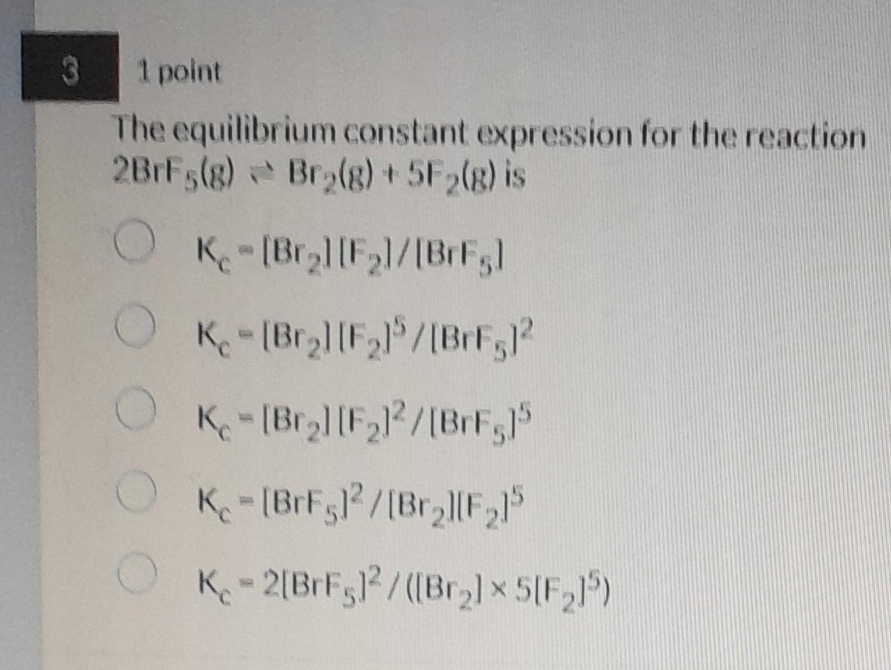 Solved The Equilibrium Constant Expression For The Reaction | Chegg.com