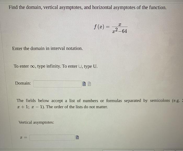 find the domain vertical asymptotes and horizontal asymptotes of the function