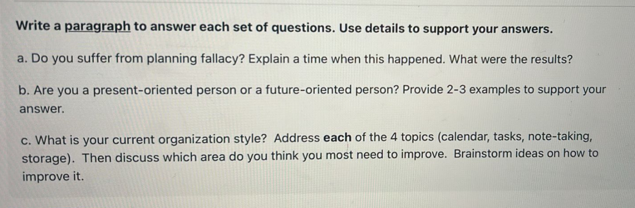 Write a paragraph to answer each set of questions. | Chegg.com