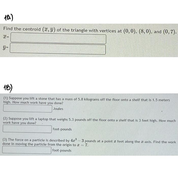 Solved A Find the centroid x y of the triangle with Chegg