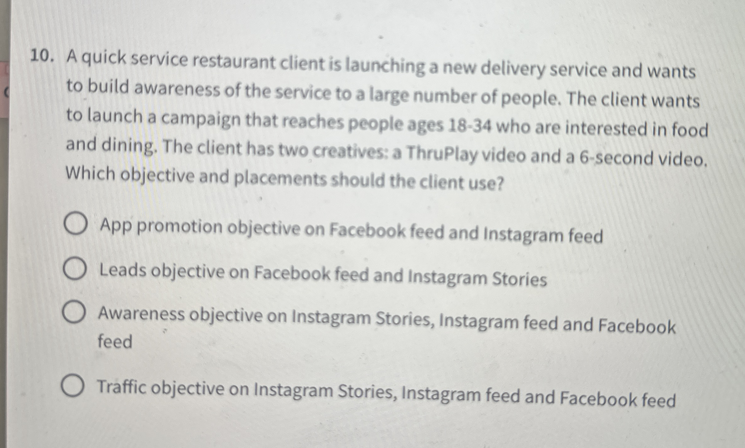 Solved A quick service restaurant client is launching a new | Chegg.com