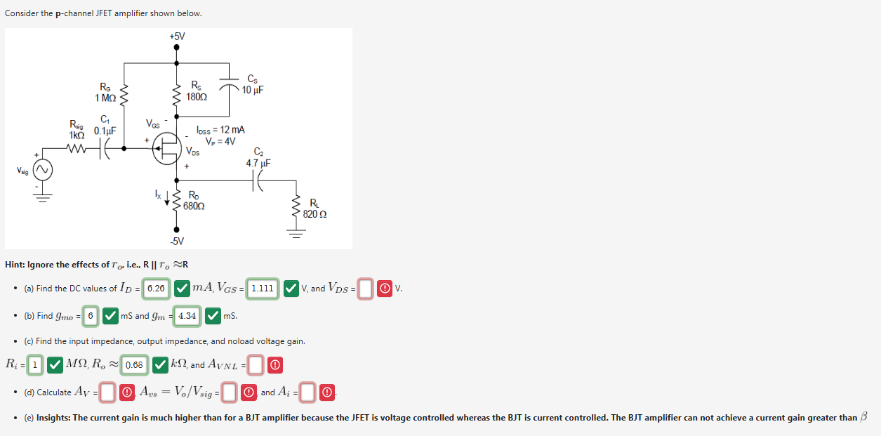 Solved Consider the p-channel JFET amplifier shown | Chegg.com