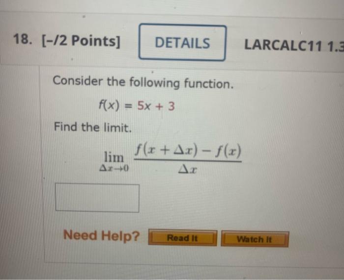 Solved Consider The Following Function F X 5x 3 Find The