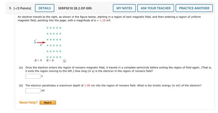 Solved An electron travels to the right, as shown in the | Chegg.com