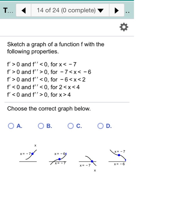 Solved 1 of 24 (0 complete) Sketch the graph of a function | Chegg.com