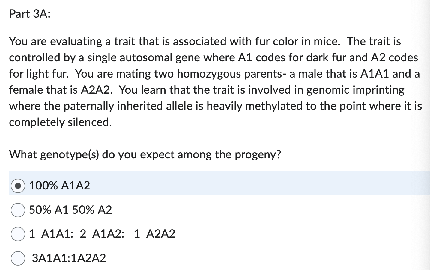 Solved Part 3A:You are evaluating a trait that is associated | Chegg.com