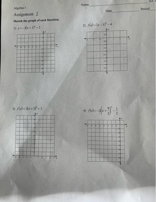 algebra 1 assignment sketch the graph of each line