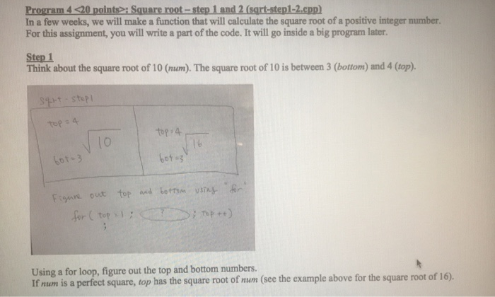 Solved Program 4 : Square root - step 1 and 2 | Chegg.com