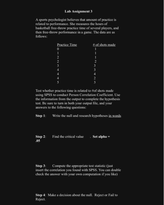 Solved Lab Assignment 3 A Sports Psychologist Believes That | Chegg.com