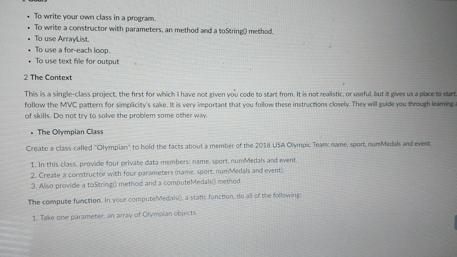 Solved 1 Goals - To write your own class in a program. - To | Chegg.com