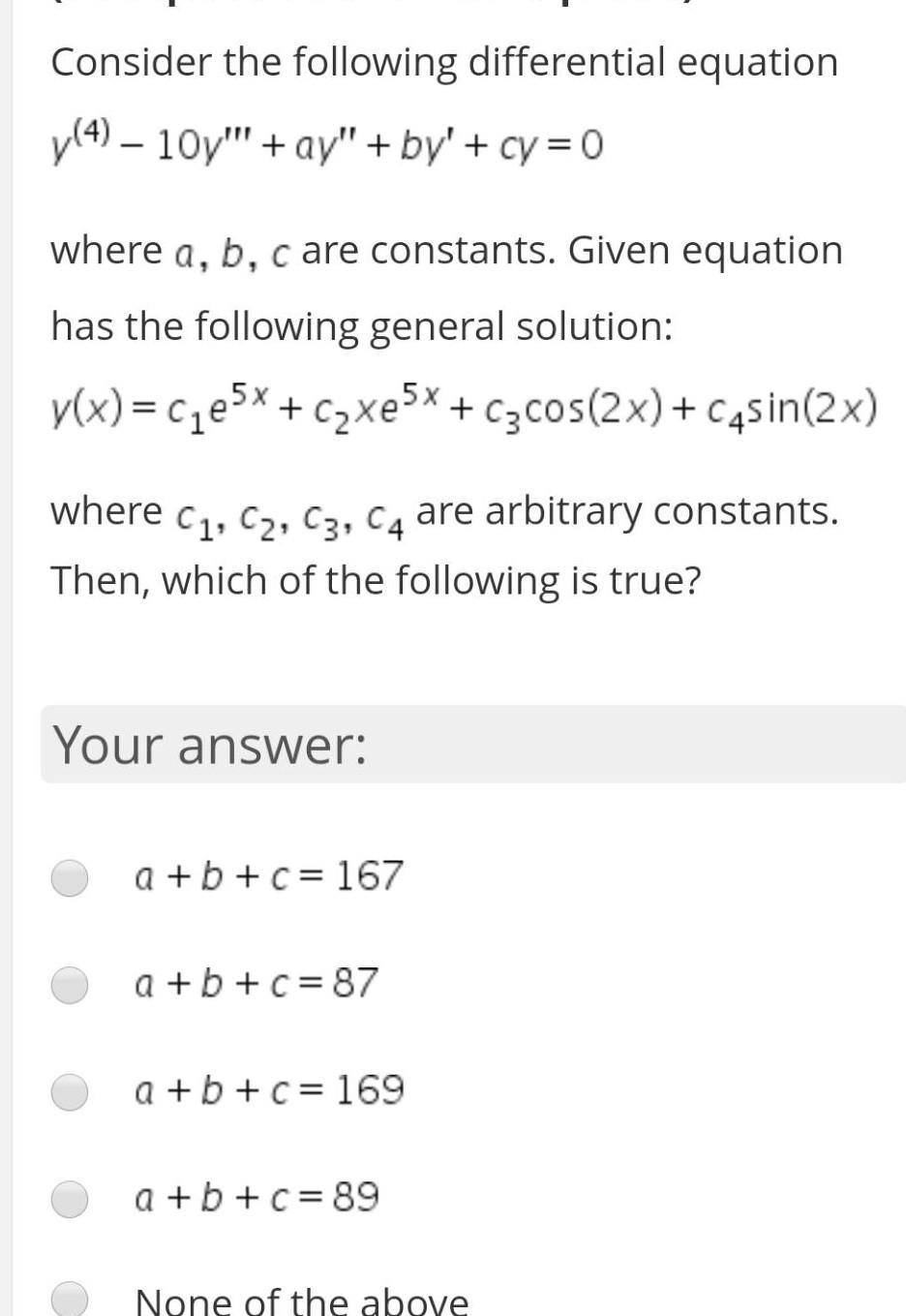 Solved Consider the following differential equation y (4) – | Chegg.com