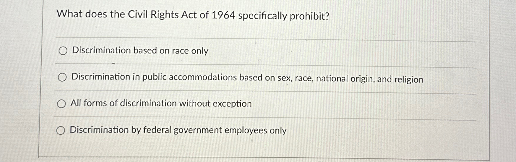 the 1964 civil rights act banned discrimination based on what