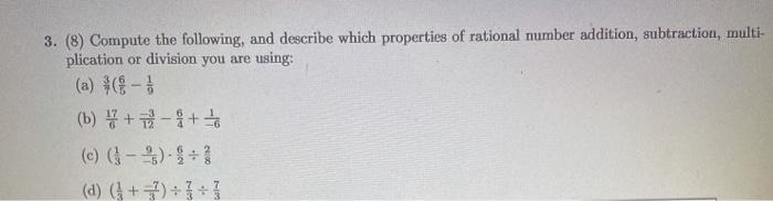 Solved 3. (8) Compute the following, and describe which | Chegg.com