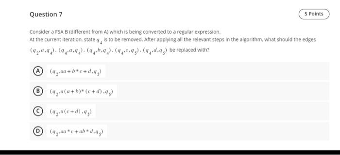 Solved Consider A FSA B (different From A) Which Is Being | Chegg.com