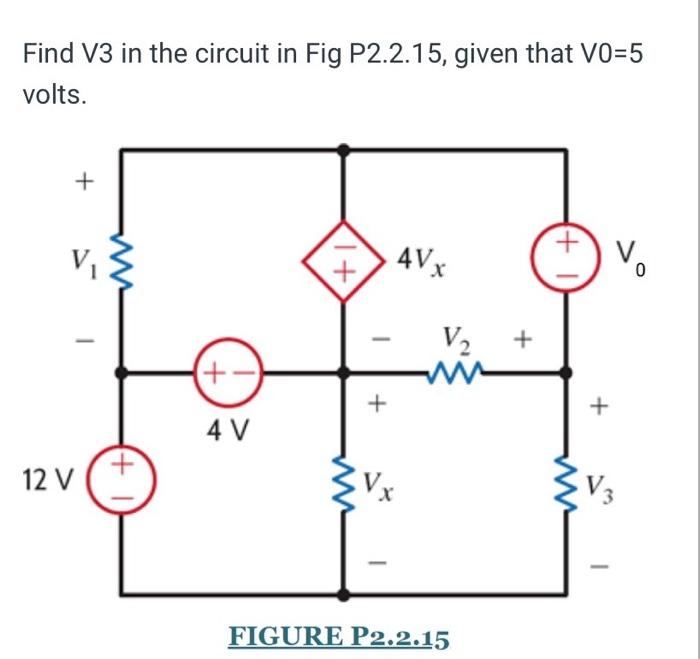 Solved Find V3 In The Circuit In Fig P2 2 15 Given That