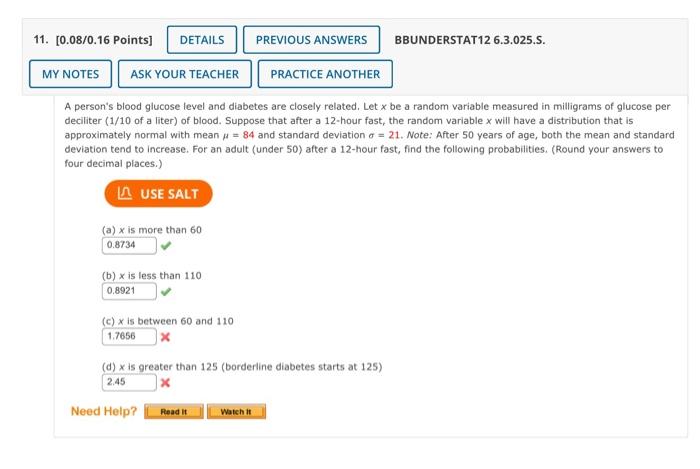 Solved A person's blood glucose level and diabetes are | Chegg.com