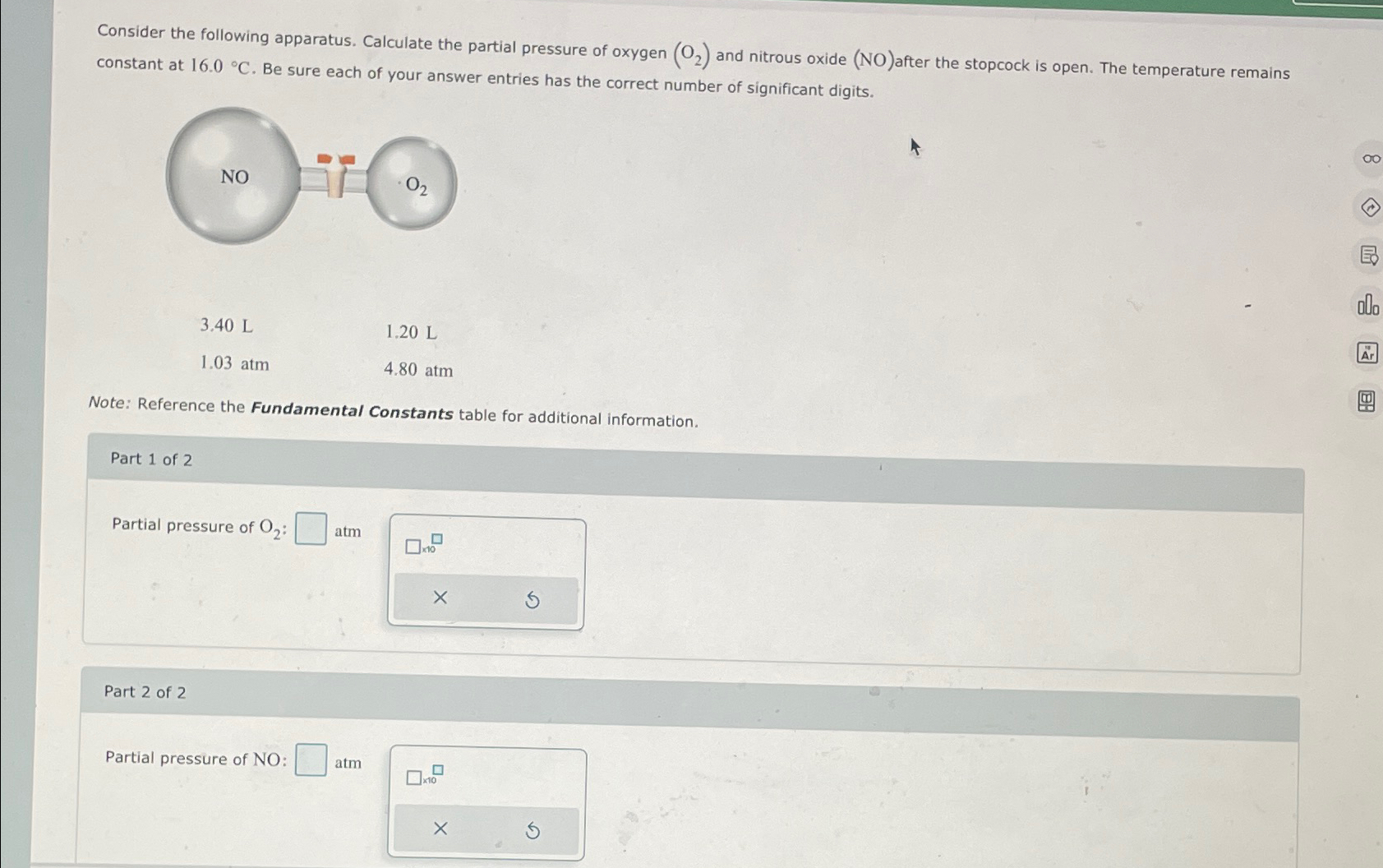 Solved Consider The Following Apparatus Calculate The