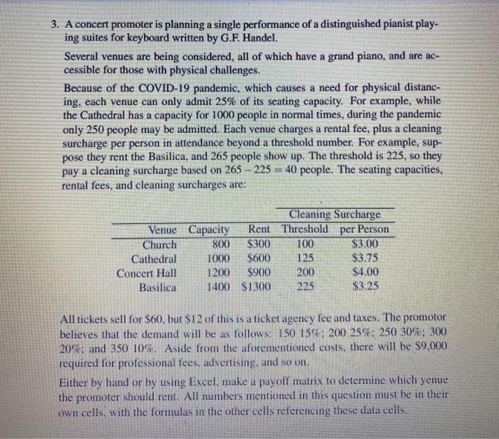 3 A Concert Promoter Is Planning A Single Chegg Com