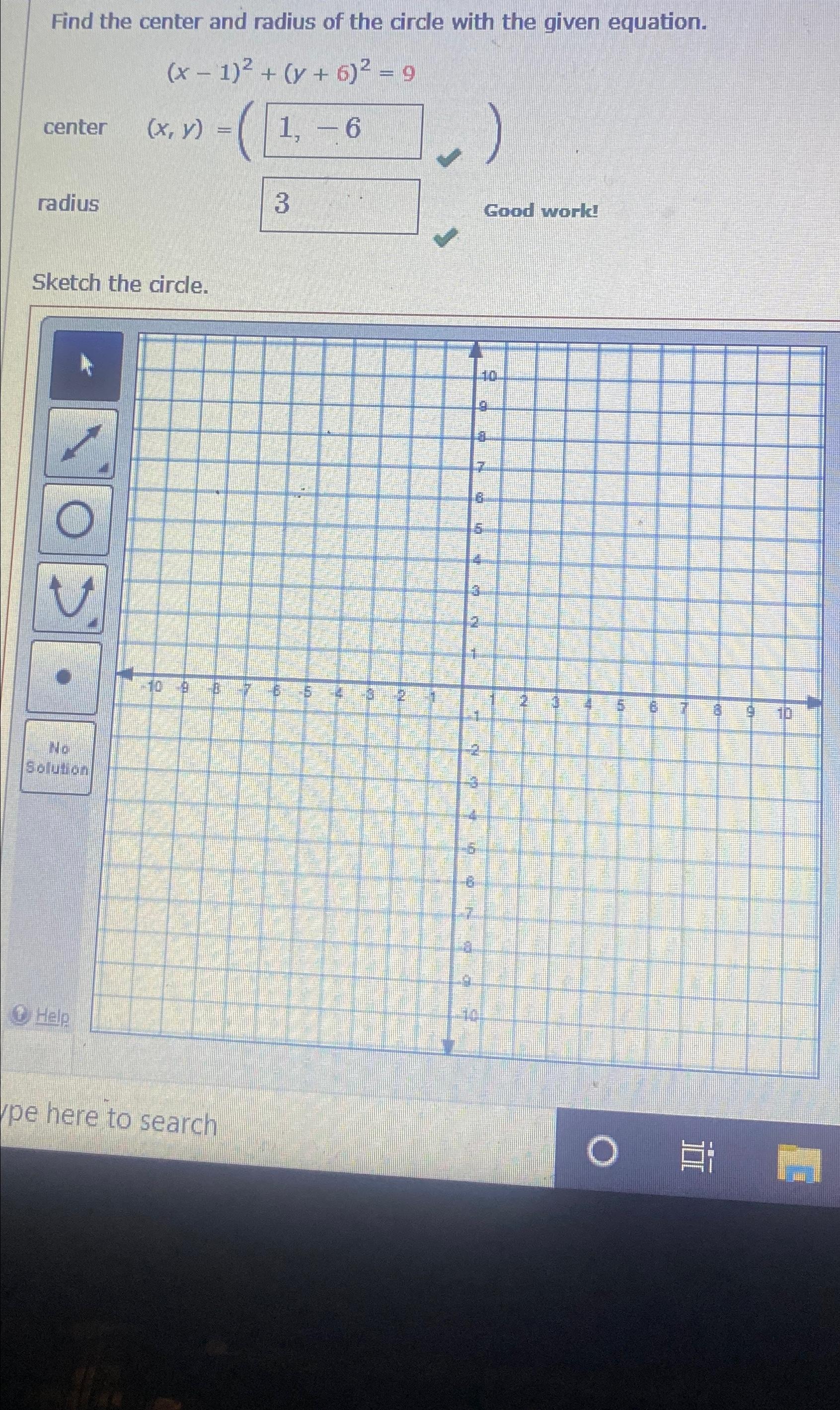 Solved Find the center and radius of the circle with the | Chegg.com