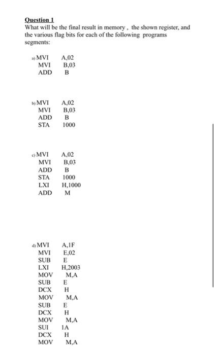 Solved Question 2 Write an assembly program to add two | Chegg.com
