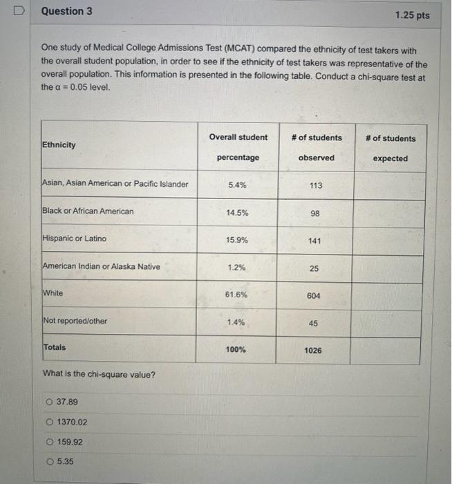 Solved One study of Medical College Admissions Test (MCAT)