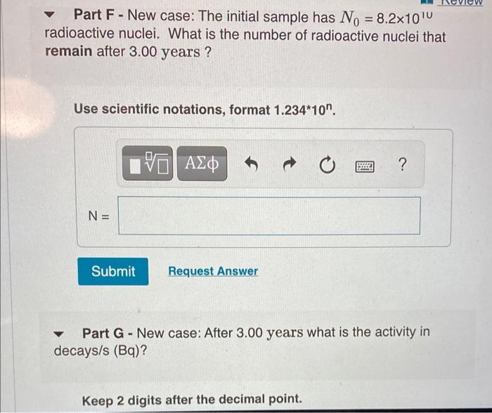 Solved Review Learning Goal: Radioactive decay - Half-life | Chegg.com