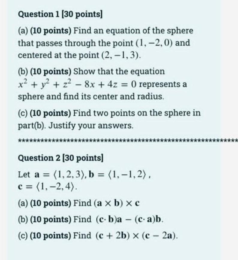 Solved Question 1 [30 Points) (a) (10 Points) Find An | Chegg.com