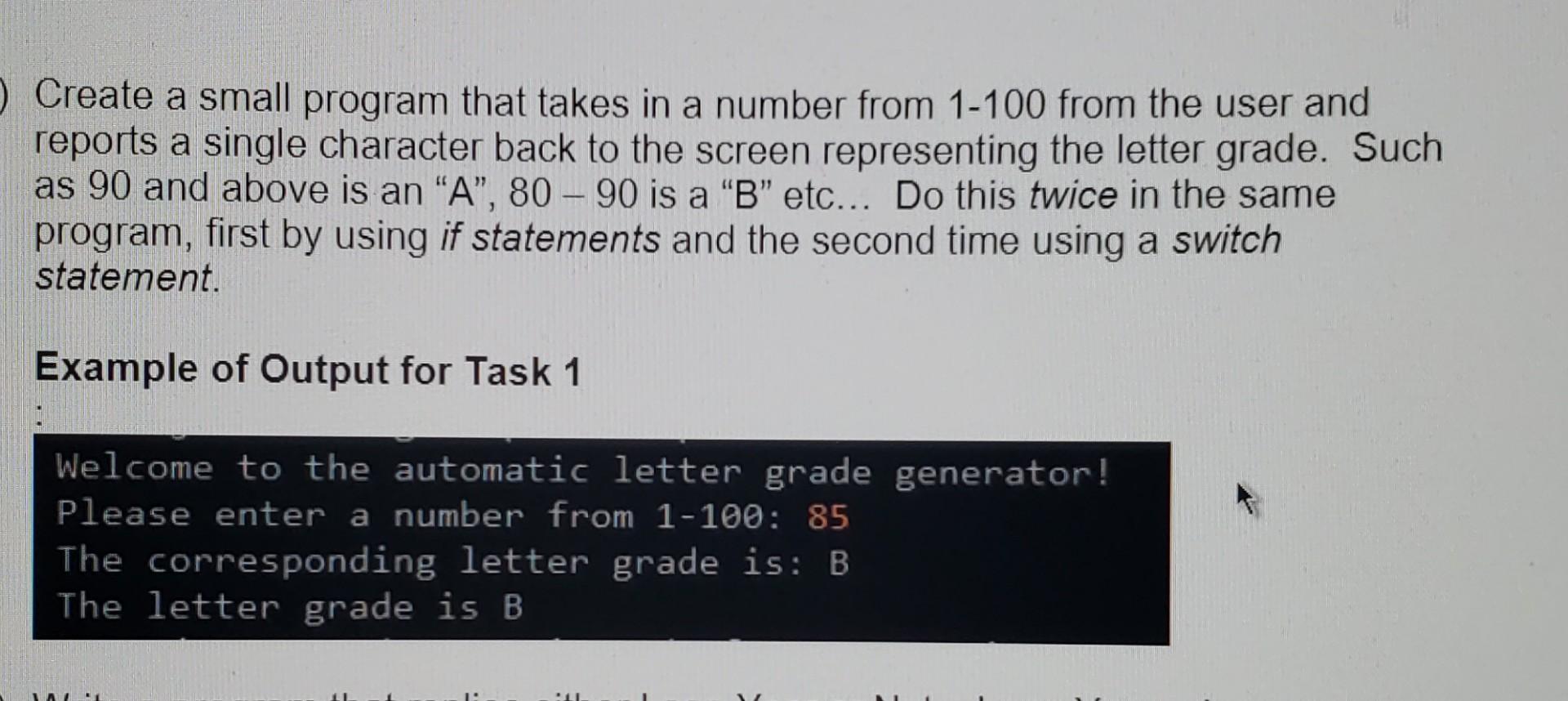 Solved Create a small program that takes in a number from | Chegg.com