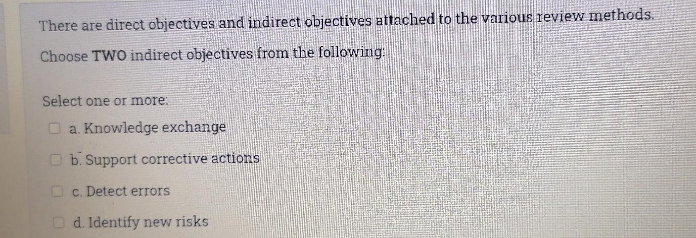 Solved There are direct objectives and indirect objectives | Chegg.com