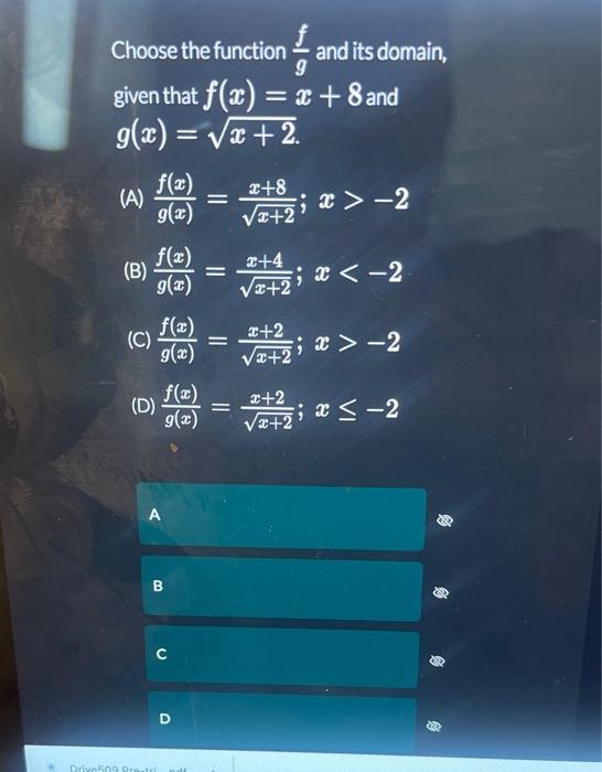 Solved Choose the function f−g and its domain, given that | Chegg.com