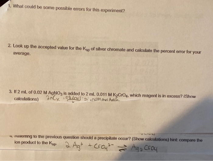 Solved Experiment 8 The Solubility Product Constant Ksp Chegg Solved Experiment 8 The Solubility Product Constant Ksp Chegg