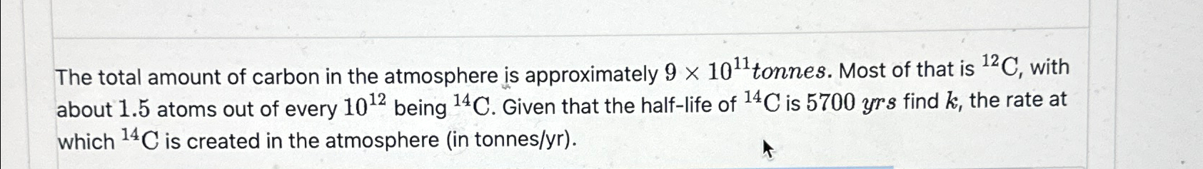 Solved The total amount of carbon in the atmosphere is | Chegg.com