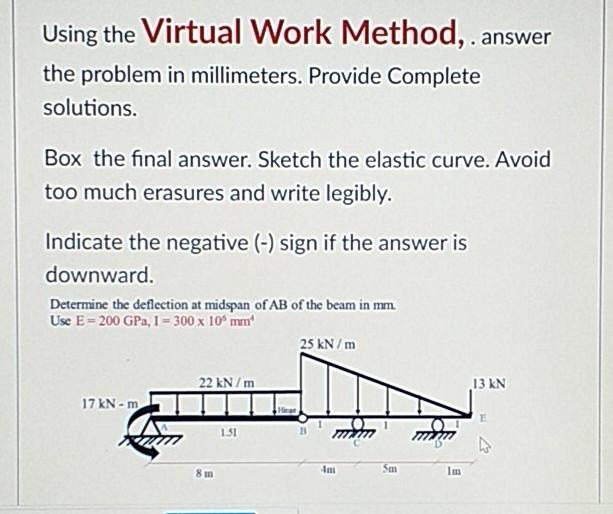Solved Using the Virtual Work Method, answer the problem in | Chegg.com