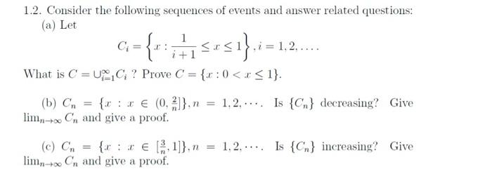 Solved 1.2. Consider the following sequences of events and | Chegg.com