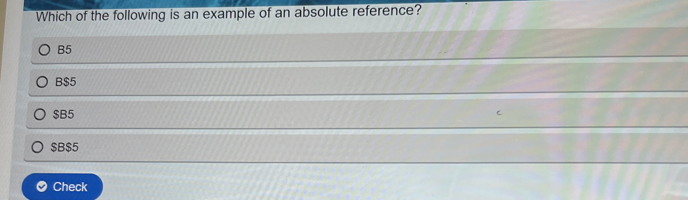 Solved Which of the following is an example of an absolute