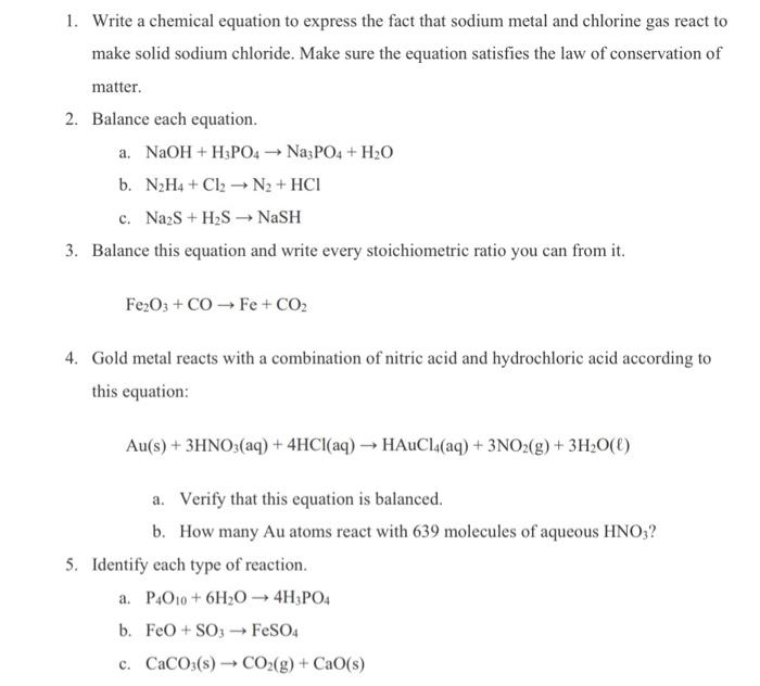 Solved 1. Write a chemical equation to express the fact that | Chegg.com