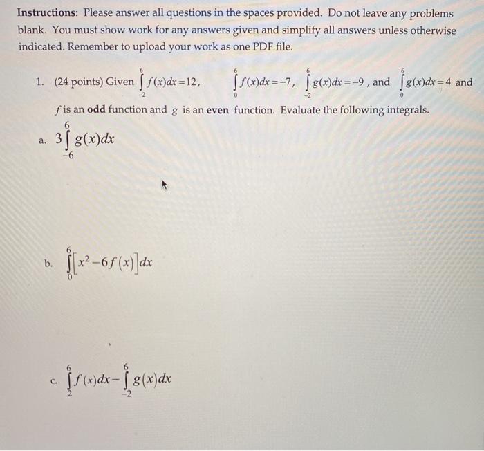Solved Instructions: Please answer all questions in the | Chegg.com