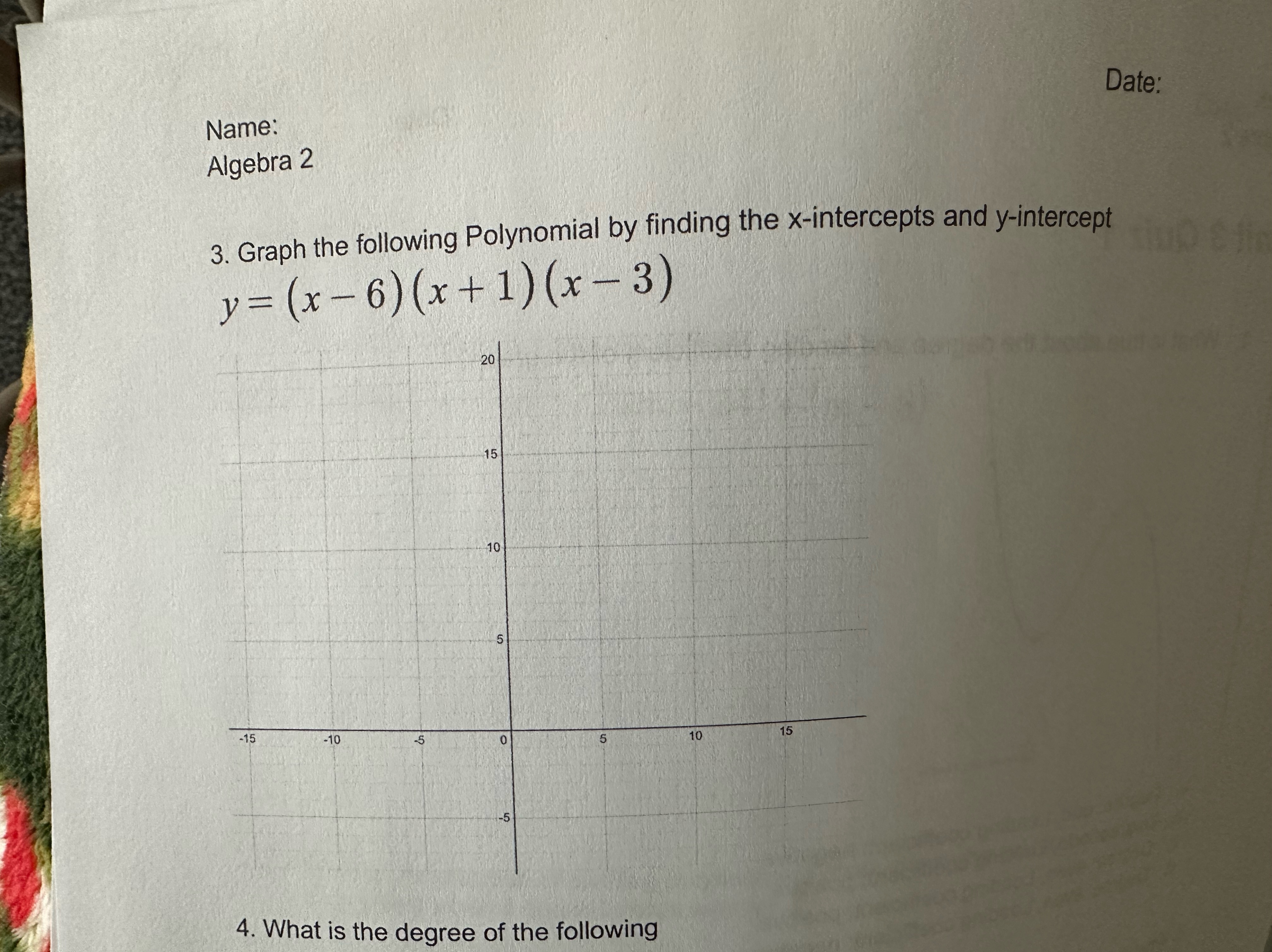 Solved Date:Name:Algebra 23. ﻿Graph the following Polynomial | Chegg.com
